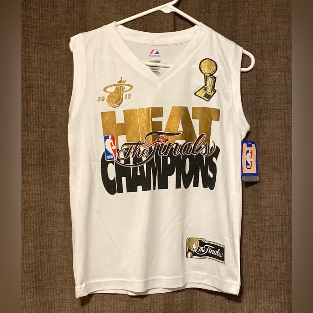 Lebron James  6 Miami Heat 2013 The NBA Finals Majestic Jersey White Youth M